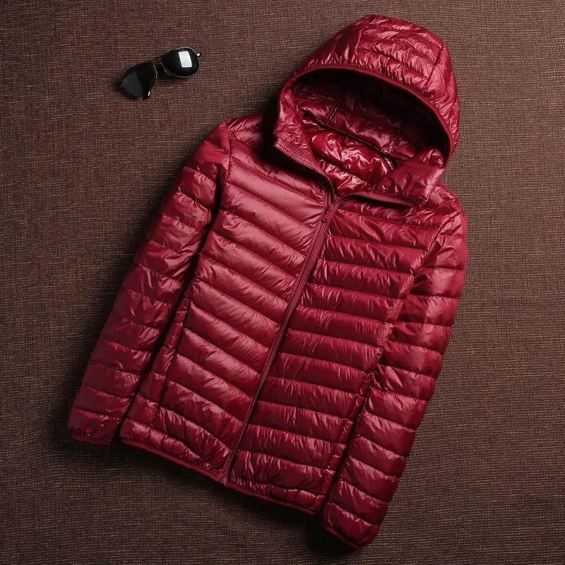 6-color mens inflatable jacket mens Korean fashion casual hooded ultra light packaging waterproof windproof breathable down jacket 240930