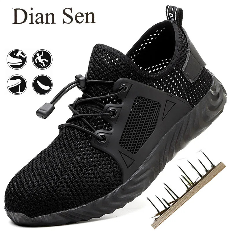 Breathable Summer Lightweight Protective Sneakers Safety Steel Toe Shoes Men New Construction Work Boots 240904