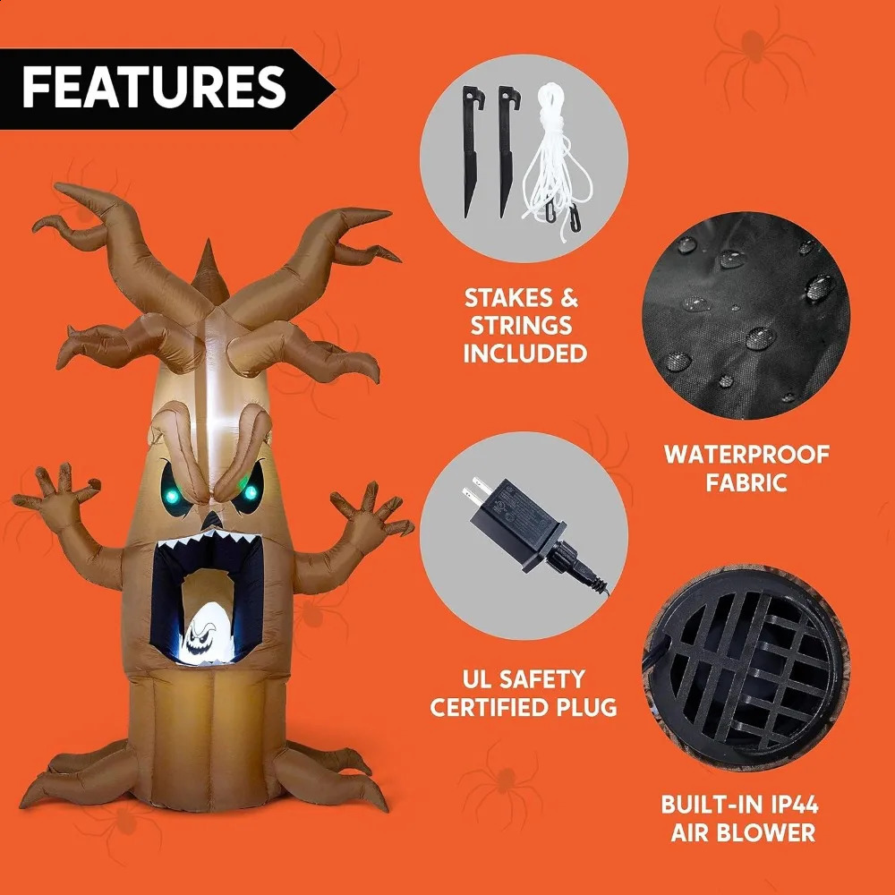 Halloween Inflatables Decorations Blow Up Yard Decoration Animated Dead Tree with Ghost Outdoor Party 240907