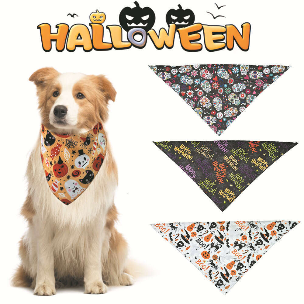 New Halloween triangular dog saliva towel, cat neck cover, scarf, pet accessory