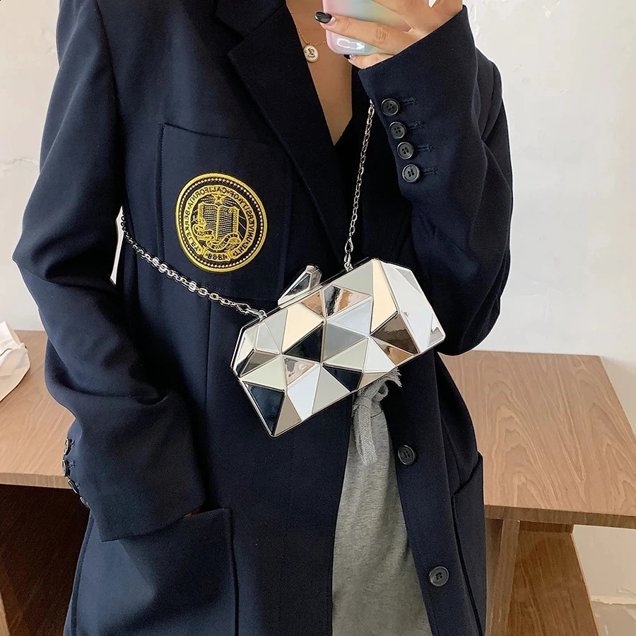 Womens Handbag Bags for Women Clutches Fashion Geometric Mini Party Evening Purse Crossbody Shoulder Bag Gold Box Clutch 240907