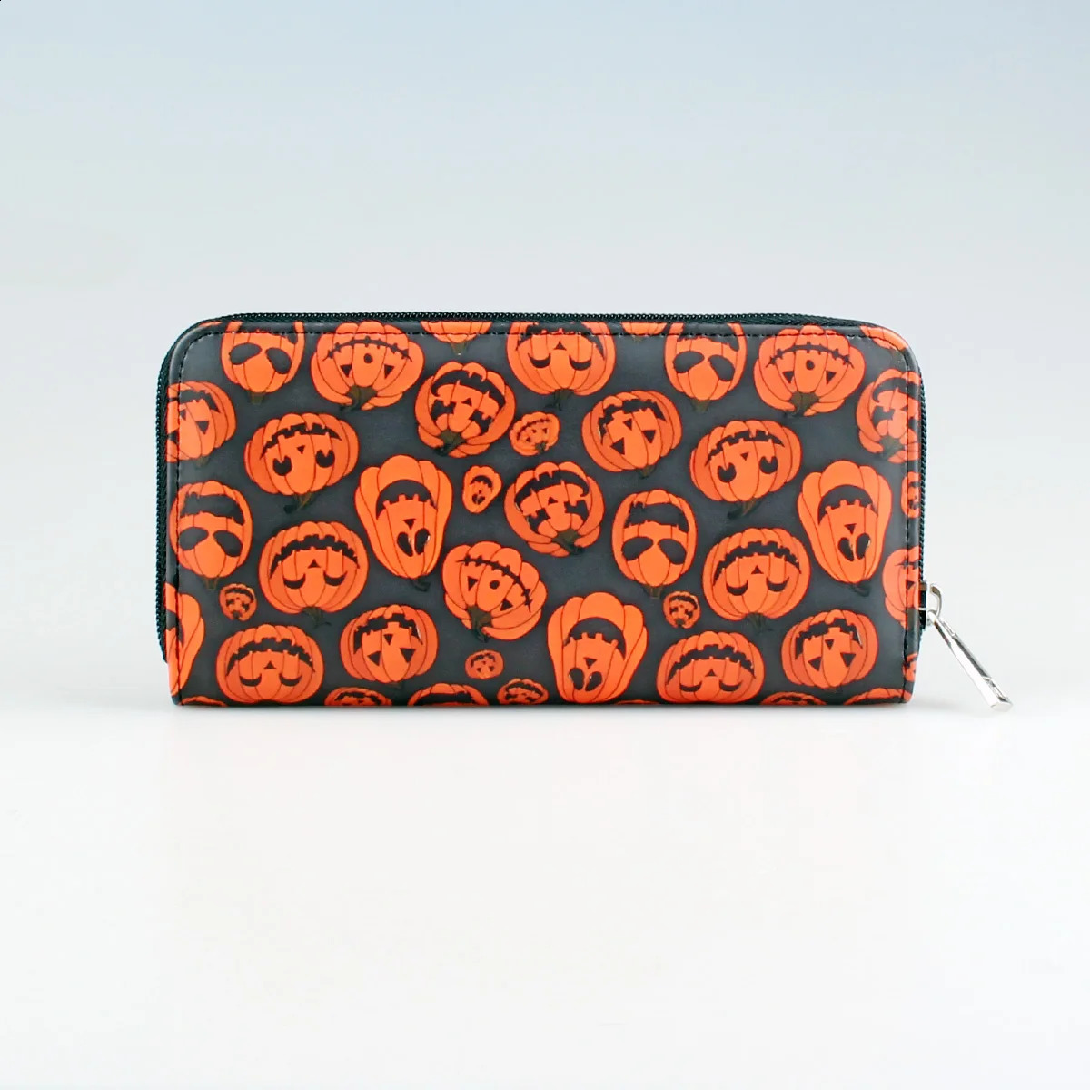 Halloween Pumpkin Print Long Wallet Zipper Around Credit Card Holder Gothic Clutch Coin Purse For Women 240907