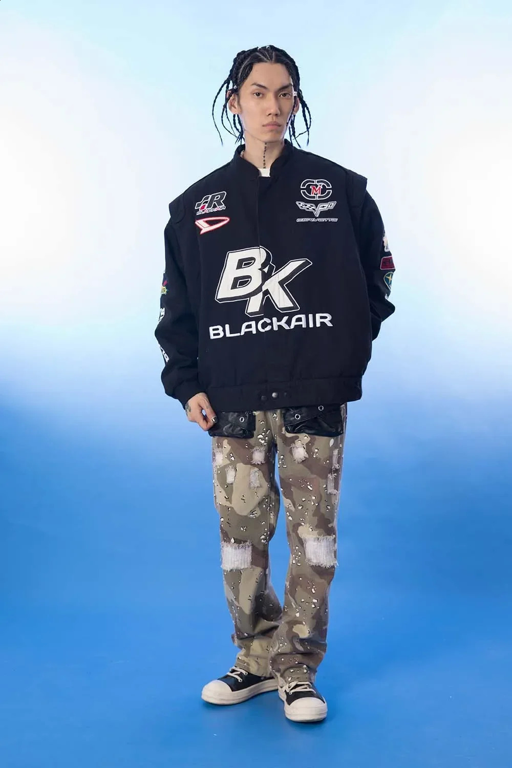 BLACK AIR Motorcycle Racing Jacket Embroidery Letter Baseball Jacket Y2k Varsity Jacket Men Thicken JK01 240829