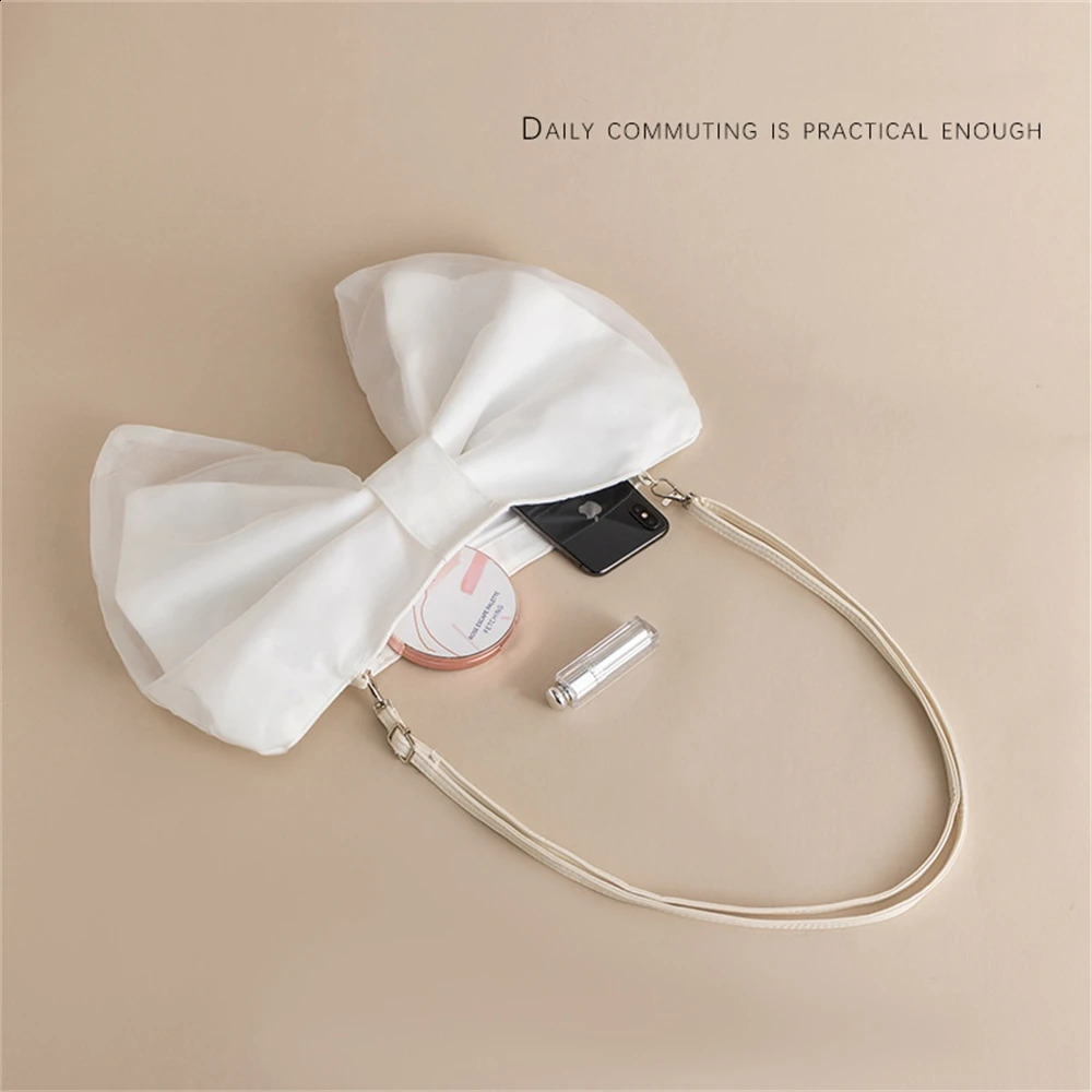 er Women Bow Tie Lace Handbags Canvas Shoulder Bag Female Large Shoulder Bags Fashion Crossbody Bags Bolsa Feminina 240906