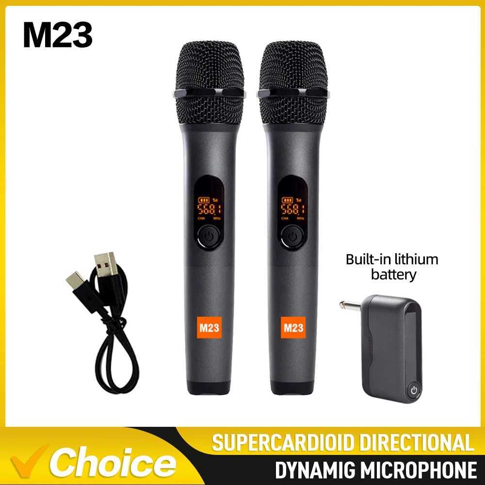 Microphones M23 UHF 2-channel wireless microphone system with charging receiver cordless handheld microphone for karaoke church parties DJ J240830