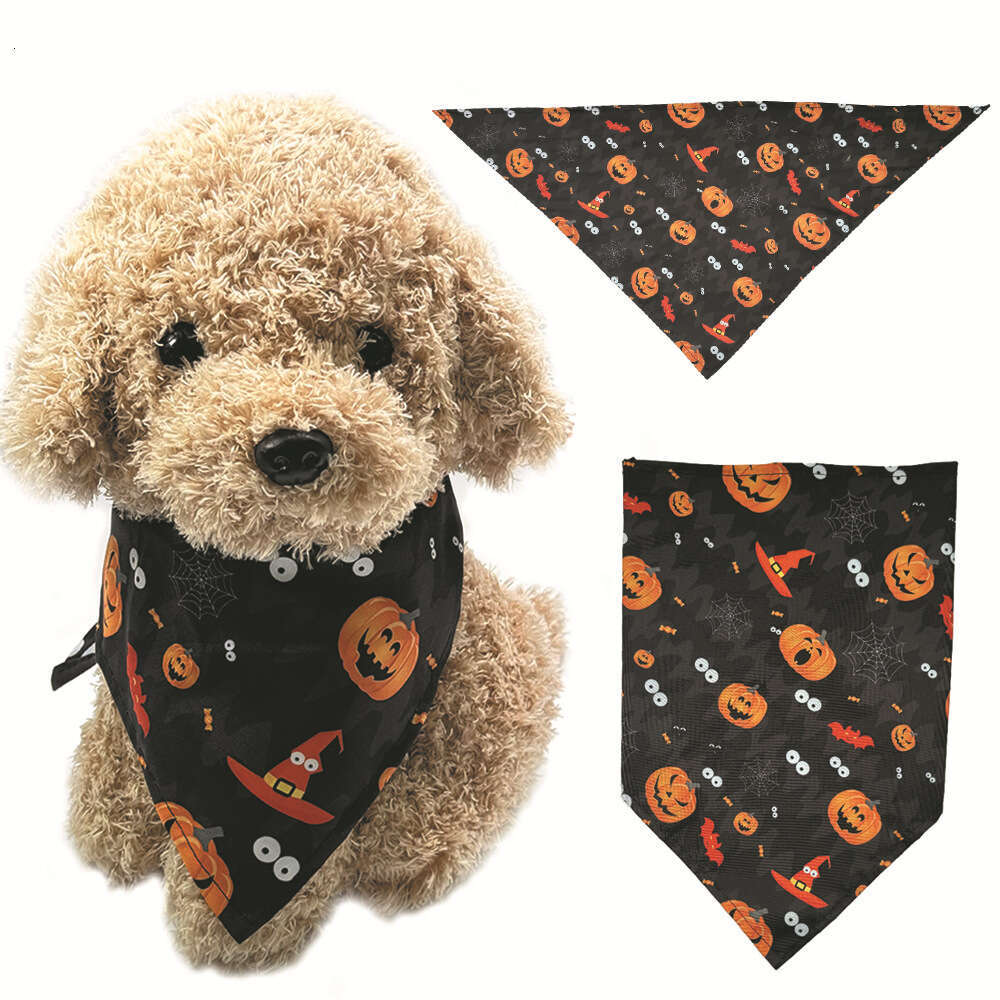 New Halloween triangular dog saliva towel, cat neck cover, scarf, pet accessory
