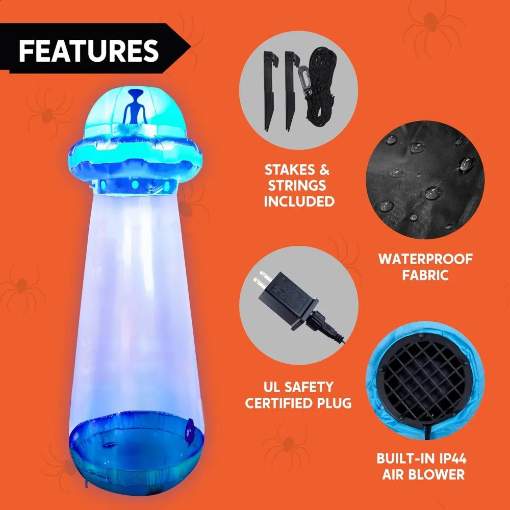 12 FT Tall Halloween Inflatables Outdoor Decorations Builtin LEDs UFO Cow Blow Up 240907