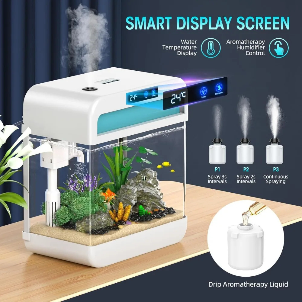22 gallon fish tank aquarium equipped with humidifier 7color automatic circulation light selfcleaning 3in1 pump filter and oxygen 240906