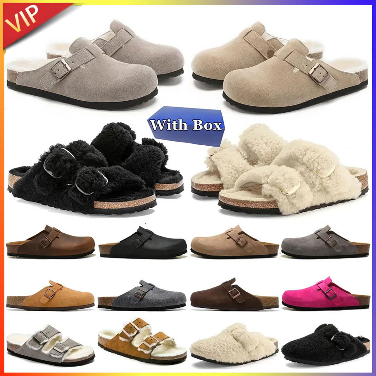 Designer slippers men women sandals slides slipper Soft Footbed Suede Leather Buckle Strap shoes mens outdoors clogs sneakers size 35-46