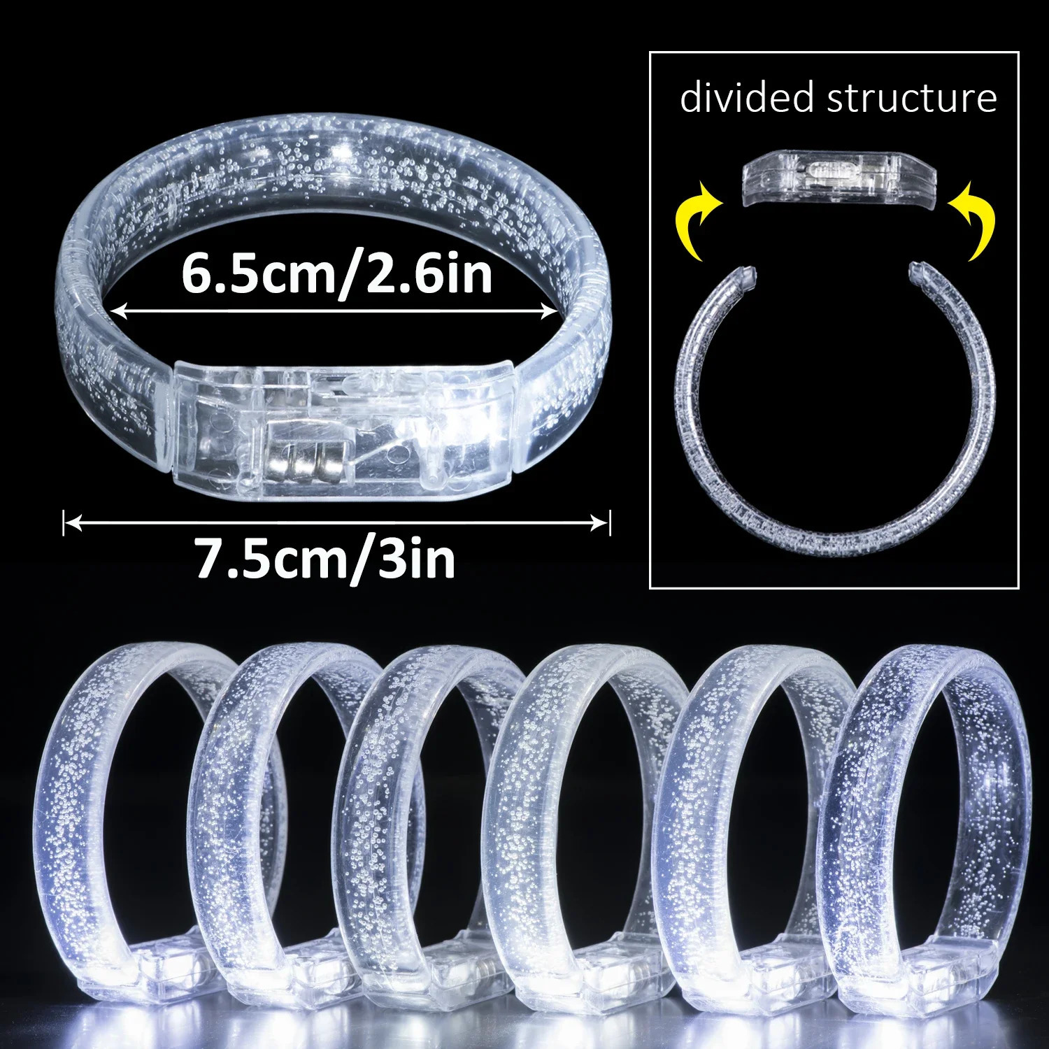 White Wedding Mix Sets LED Light Up Glasses Glow Bracelets and Flashing Bumpy Rings Wedding Party Favors Supplies 240906