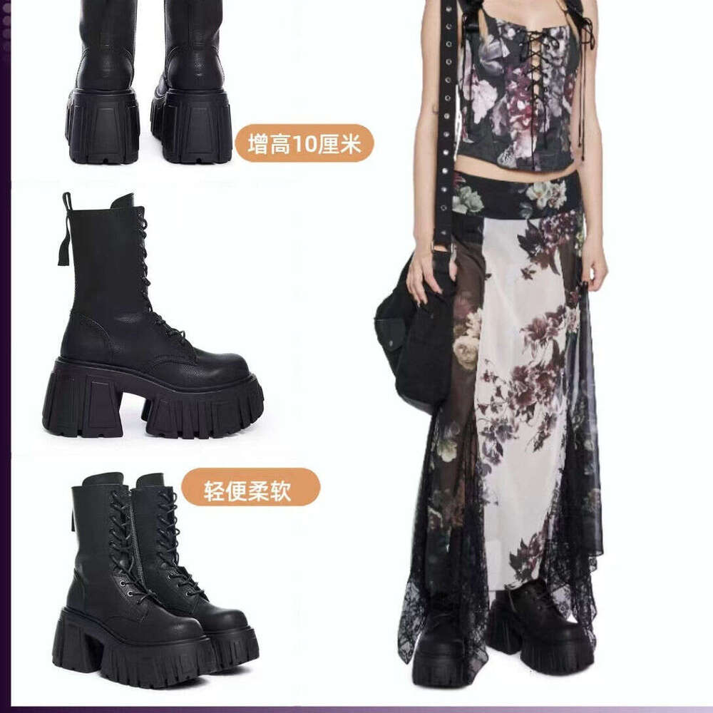 2024 New Women Super 10Cm Thick-Soled British Style Punk Fashion Platform Thigh High Boots