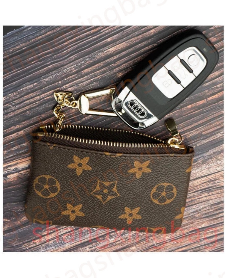 Womens card holder small zippy wallets key coin purse Brown flower M62650 poke keychain Genuine Leather luxury mens Designer wallet Coin Purses Key pouch