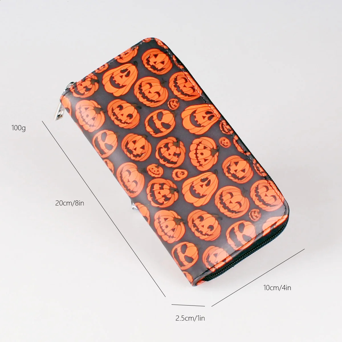 Halloween Pumpkin Print Long Wallet Zipper Around Credit Card Holder Gothic Clutch Coin Purse For Women 240907