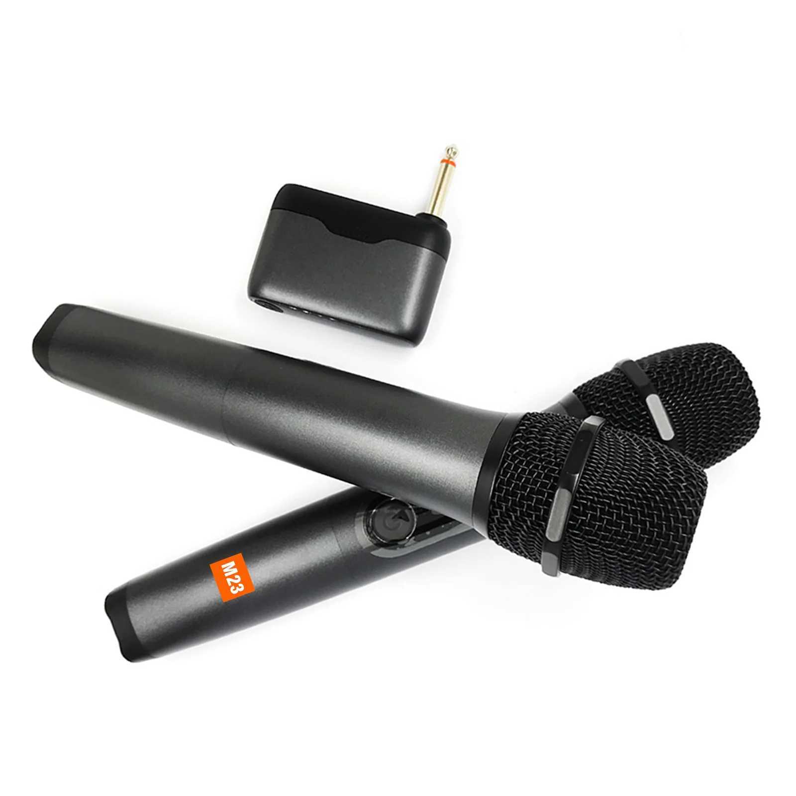 Microphones M23 UHF 2-channel wireless microphone system with charging receiver cordless handheld microphone for karaoke church parties DJ J240830