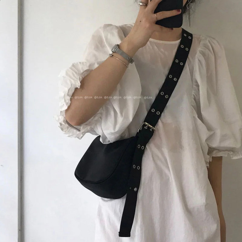Womens handbag er y small shoulder strap sling handbag womens chain black cross body Y2K Gothic Techwear Gothic 240904