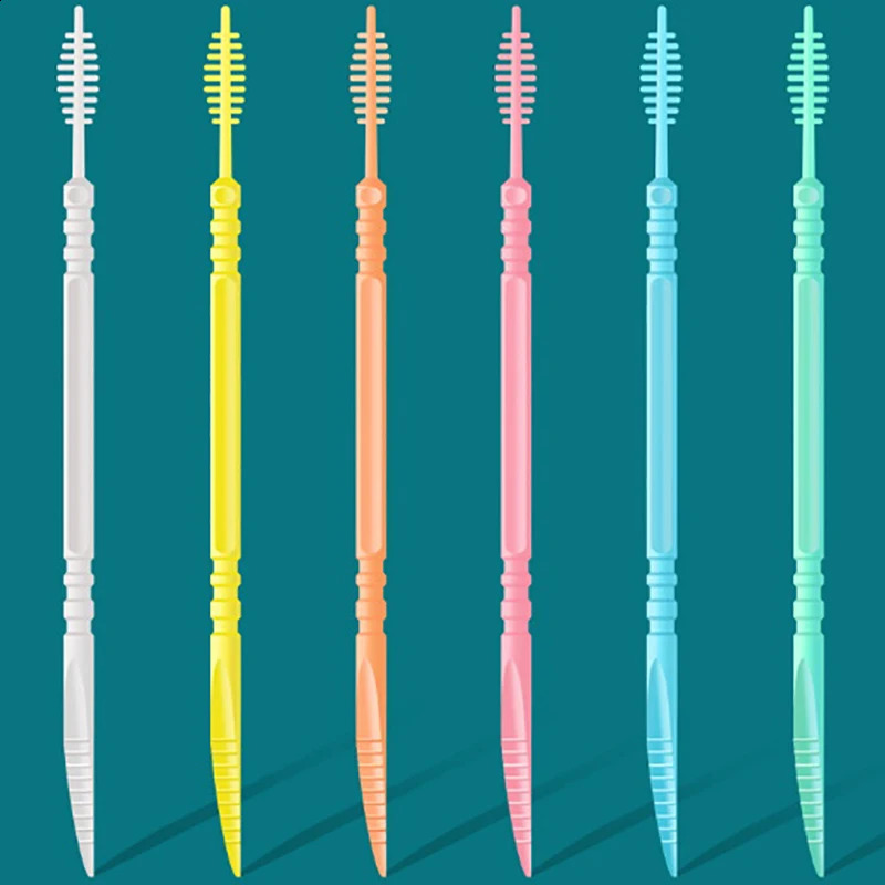 1060pcs/Bag Double-Ended Fish Bone Shaped Disposable Plastic Toothpick Dental Floss Interdental Brush Oral Cleaning Caring Tools 240905