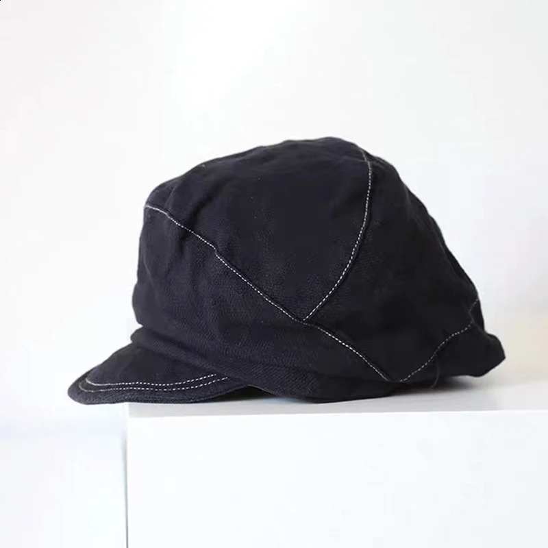 Spring and Summer Laundry Denim s Boys Hat Womens Cotton Linen Octagonal Hat British Female Painter Hat Men Boyna Beret Gorilla 240905