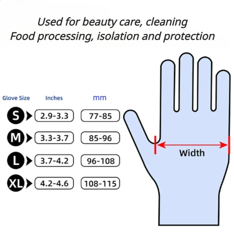 100PCS Disposable Black Nitrile Gloves Durable Latex Free for Household Kitchen Cleaning Beauty Hair Manicure Washing 240904
