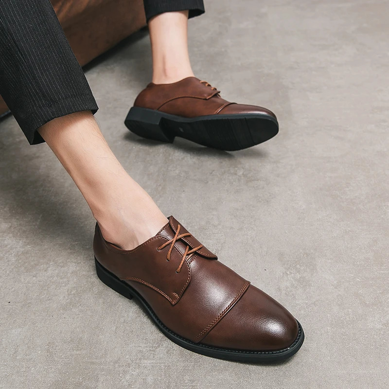 Classic Men Dress Shoes Formal Oxfords Classic Business Office Wedding Shoes Wear Elegant Casual Leather Zapatos Brock Men 240906