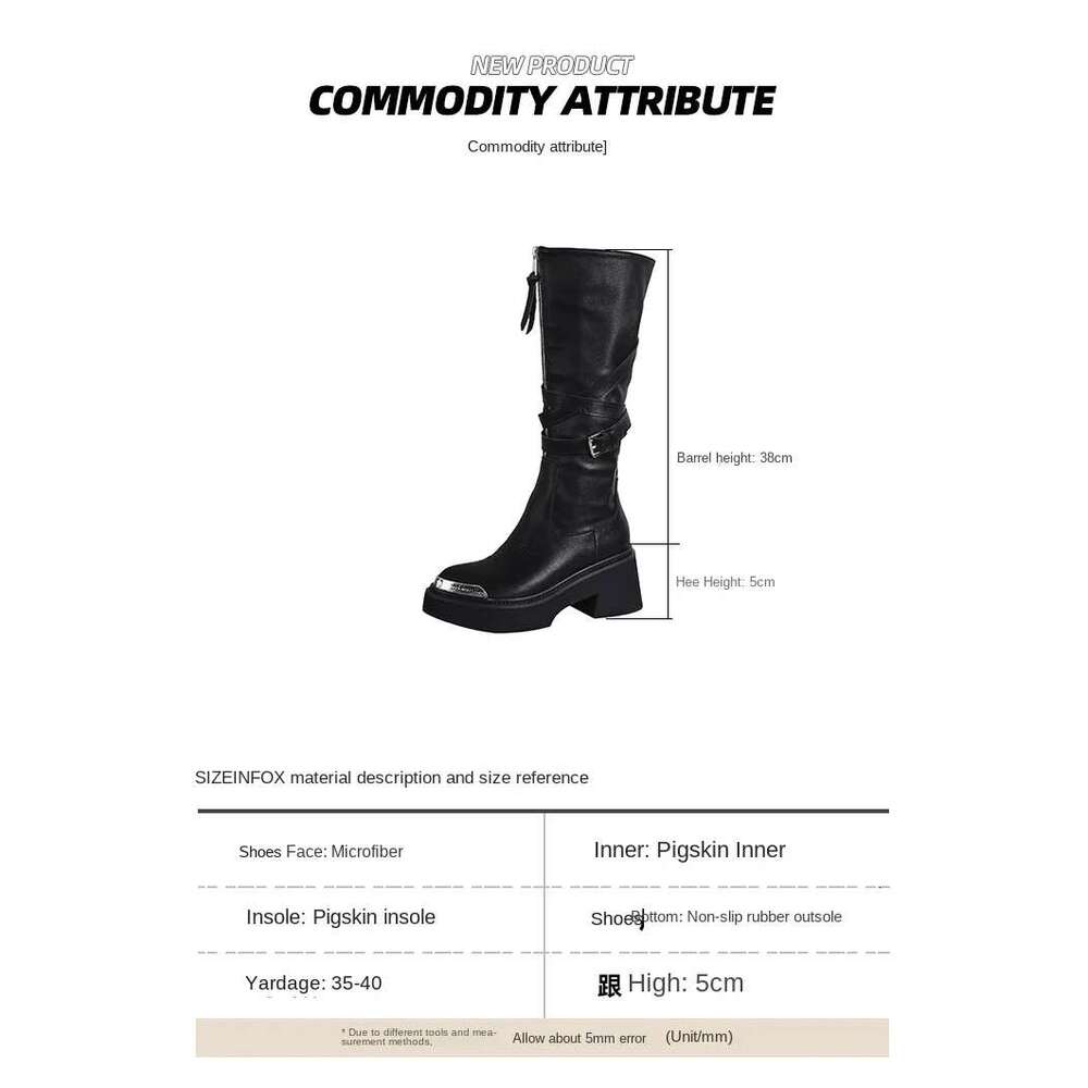 2024 Two Wear Pointed Metal Head High Tube Fashion Long Women's Spring New Front Zipper Thick Sole Heightening Knight Boots