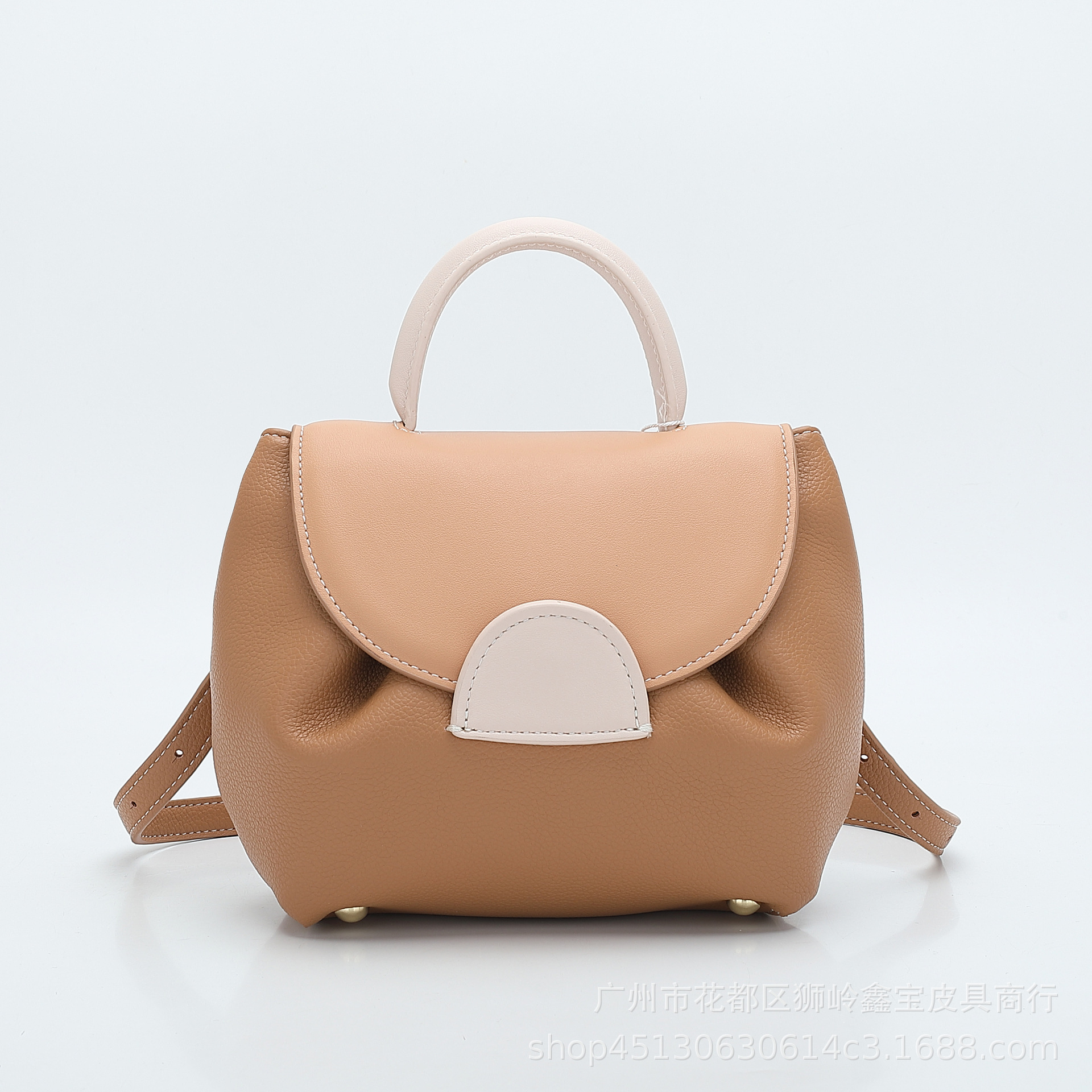 French Niche Design Handbag With Lychee Pattern Contrasting Color Pig One Shoulder Crossbody Smiley Face Bag, Small Size