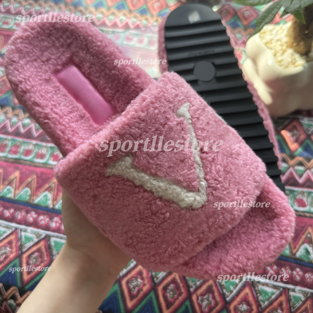 Ladies Wool Slippers Slides Sandals Plush Cotton Slippers Girl Flip Flop Slipper Slide Winter Fur Fluffy Furry Warm Letters Comfortable Fuzzy Fashion Designers