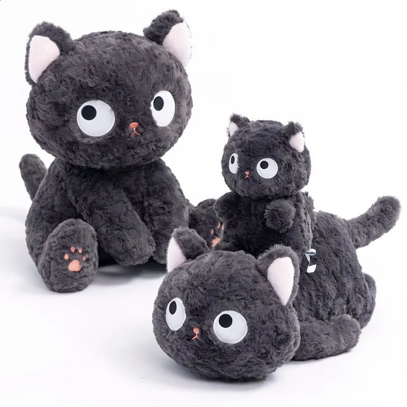 Cute Cartoon Coal Ball Small Black Cat Doll Plush Toy Cat Throw Pillow Doll Childrens Toys 240902