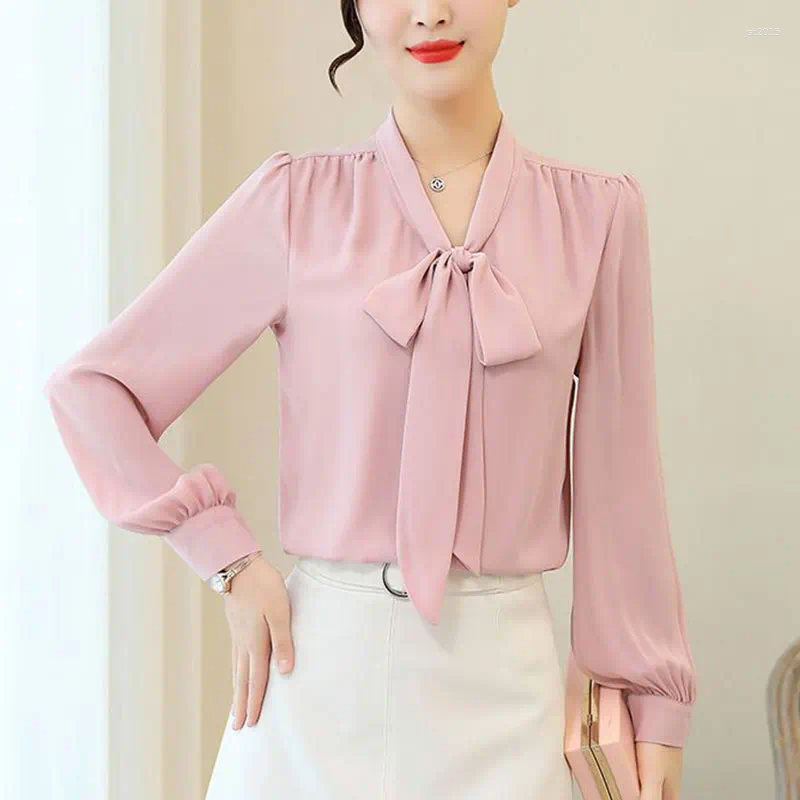Women's Blouses Monochromatic Long Sleeve Shirts Casual Loose Tops All-match Temperament Simplicity Style Fashion Autumn