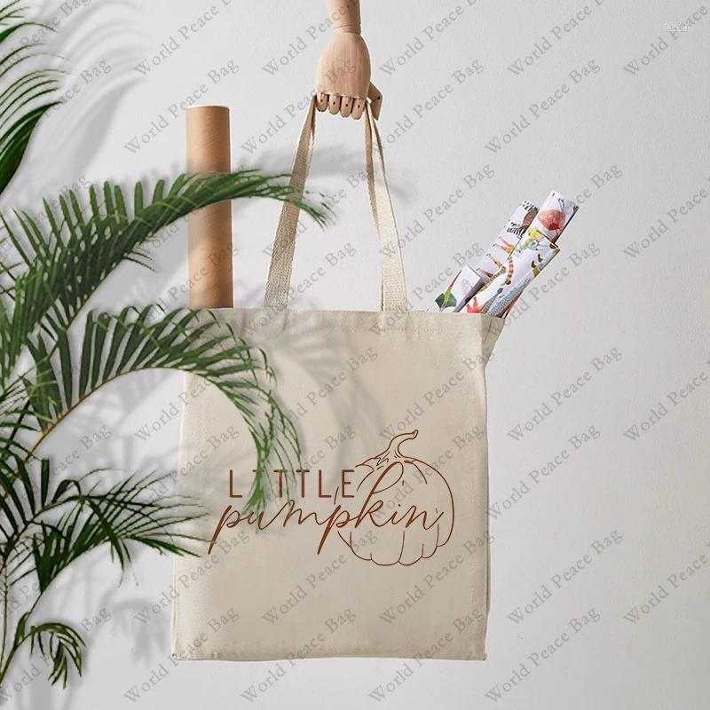 2025 new shopping bags 1 pc little pumpkin patterntote bag canvas shoulder for travel daily commute womens reusable zhanyishengli