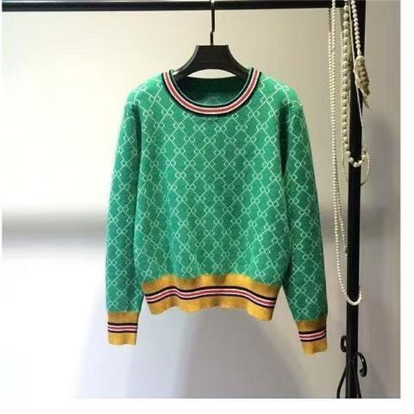 Autumn and winter plaid letter pullover Korean version of loose double G wild top slim sweater woman