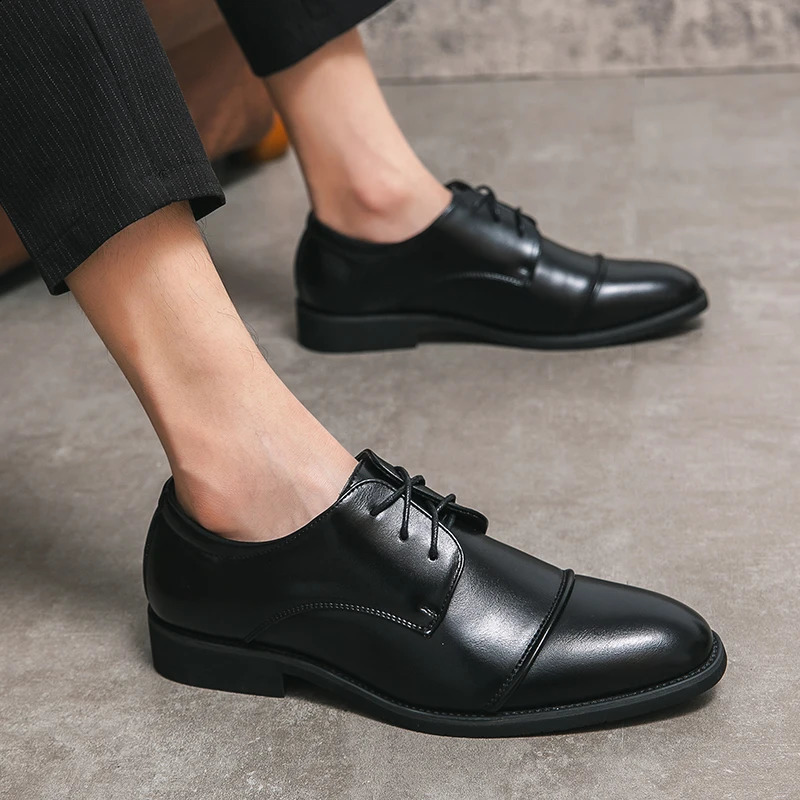 Classic Men Dress Shoes Formal Oxfords Classic Business Office Wedding Shoes Wear Elegant Casual Leather Zapatos Brock Men 240906