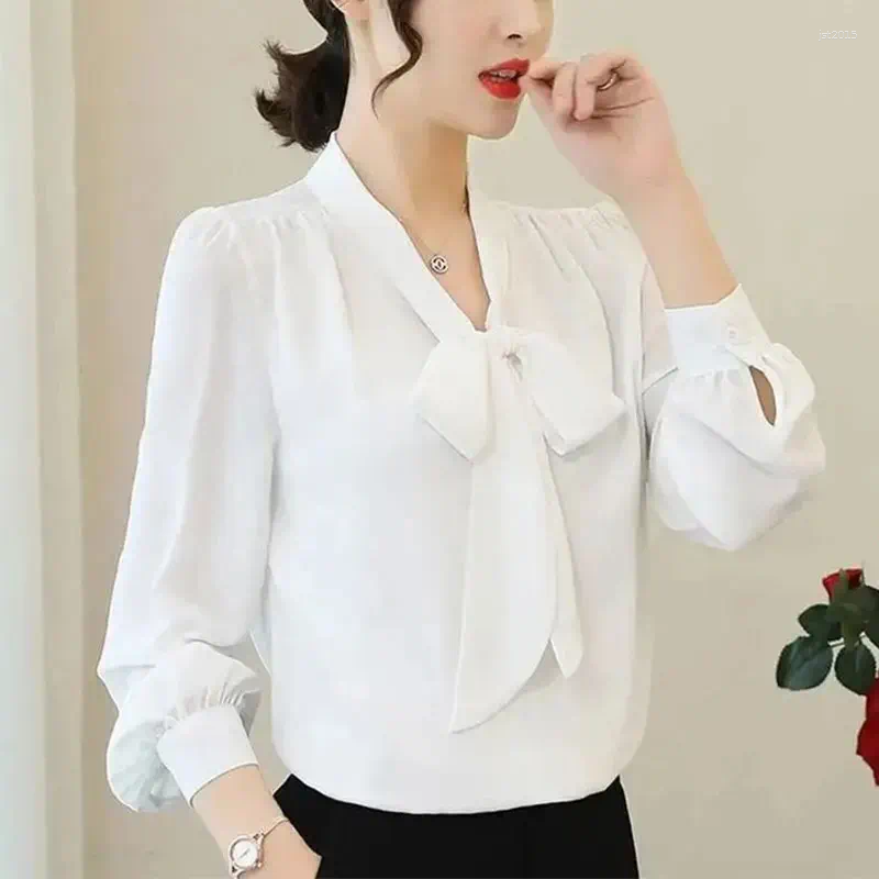 Women's Blouses Monochromatic Long Sleeve Shirts Casual Loose Tops All-match Temperament Simplicity Style Fashion Autumn