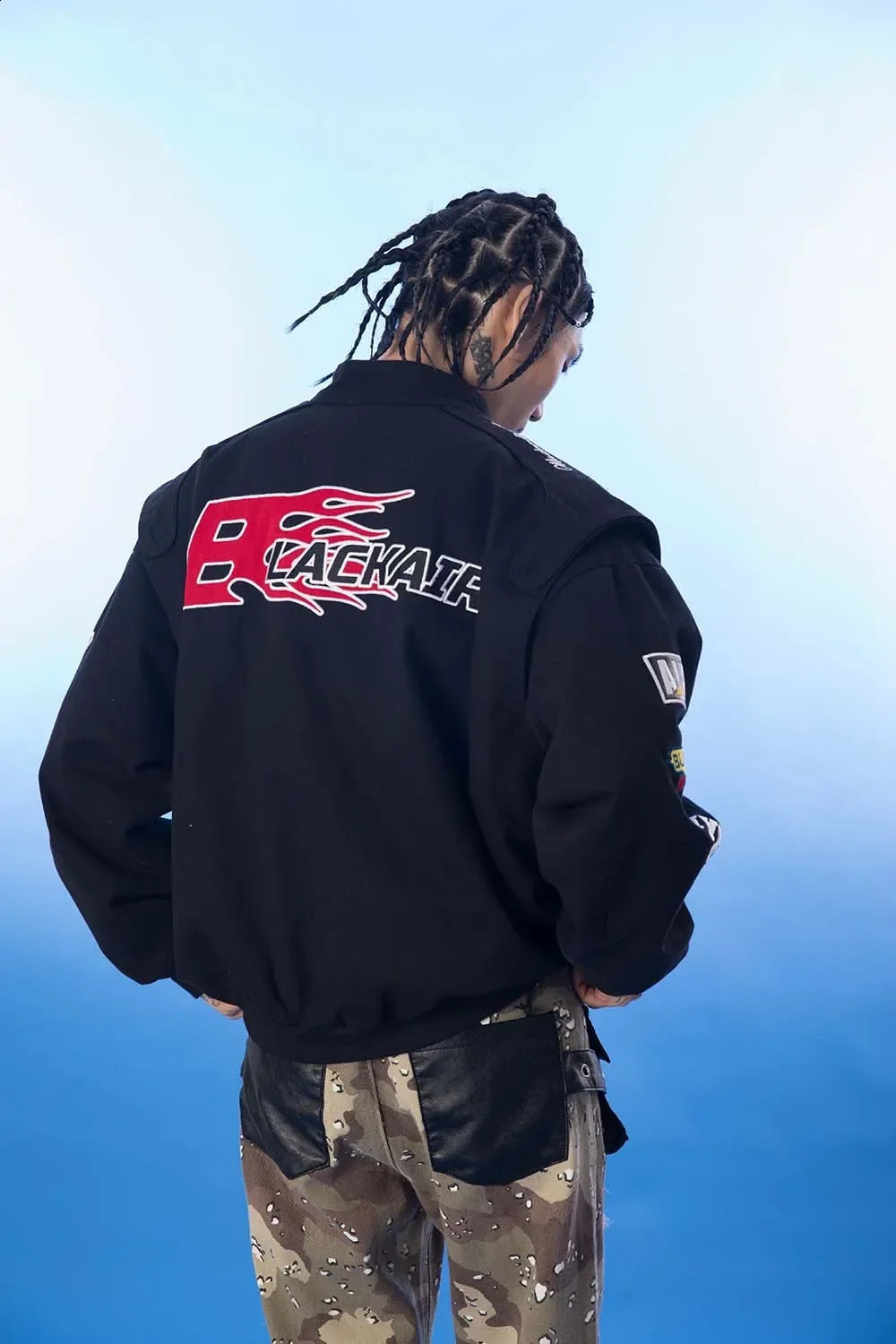 BLACK AIR Motorcycle Racing Jacket Embroidery Letter Baseball Jacket Y2k Varsity Jacket Men Thicken JK01 240829
