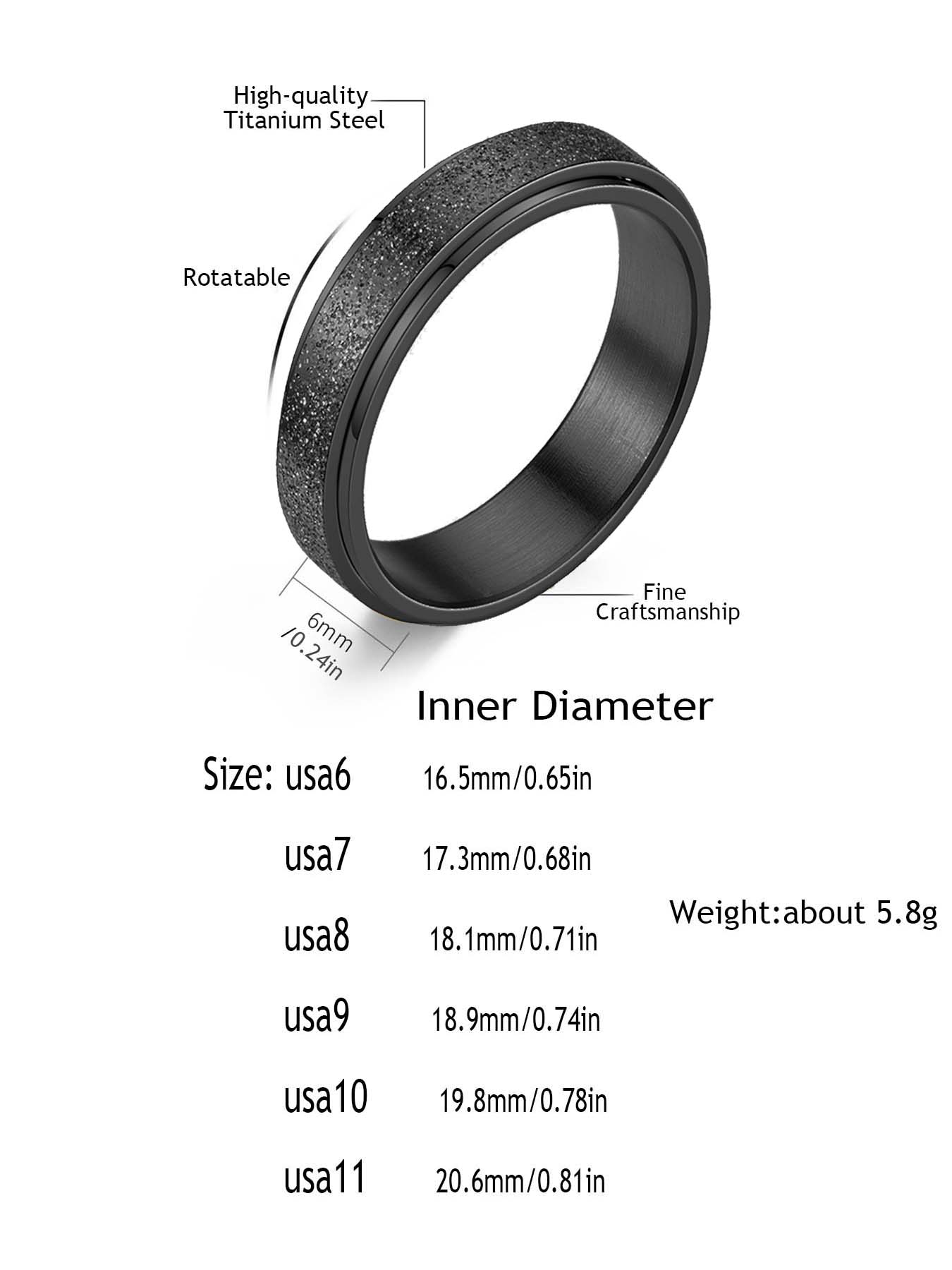 JHSL Gender Neutral Stainless Steel Wedding Rings with Rotation Feature Various Shades and Fits size 4 5 6 7 8 9 10