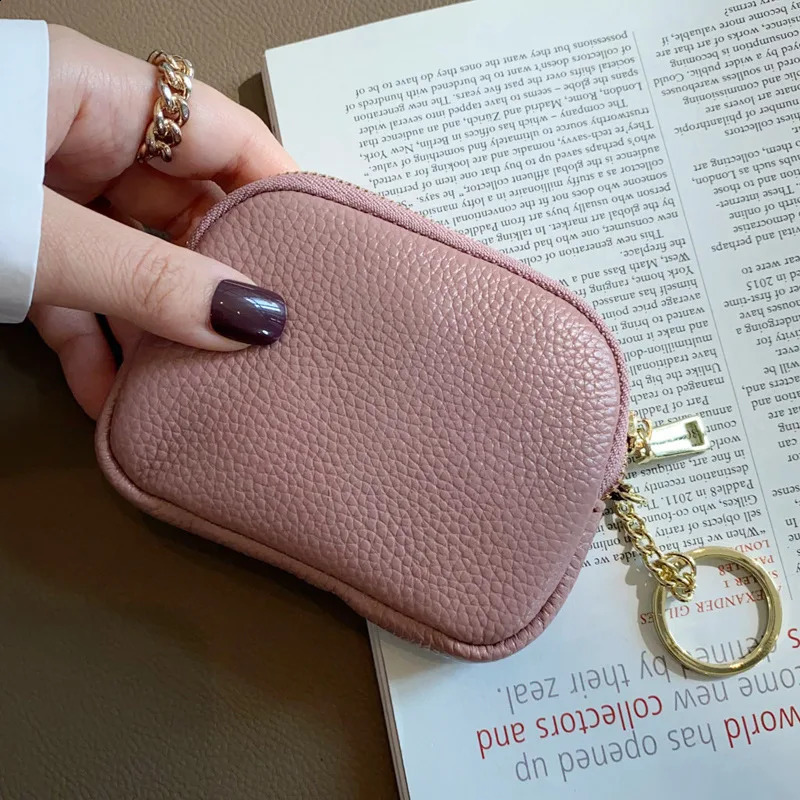 Womens clutch coin wallet fashionable and simple leather short wallet card holder organizer bag mini zipper cute money bag 240907