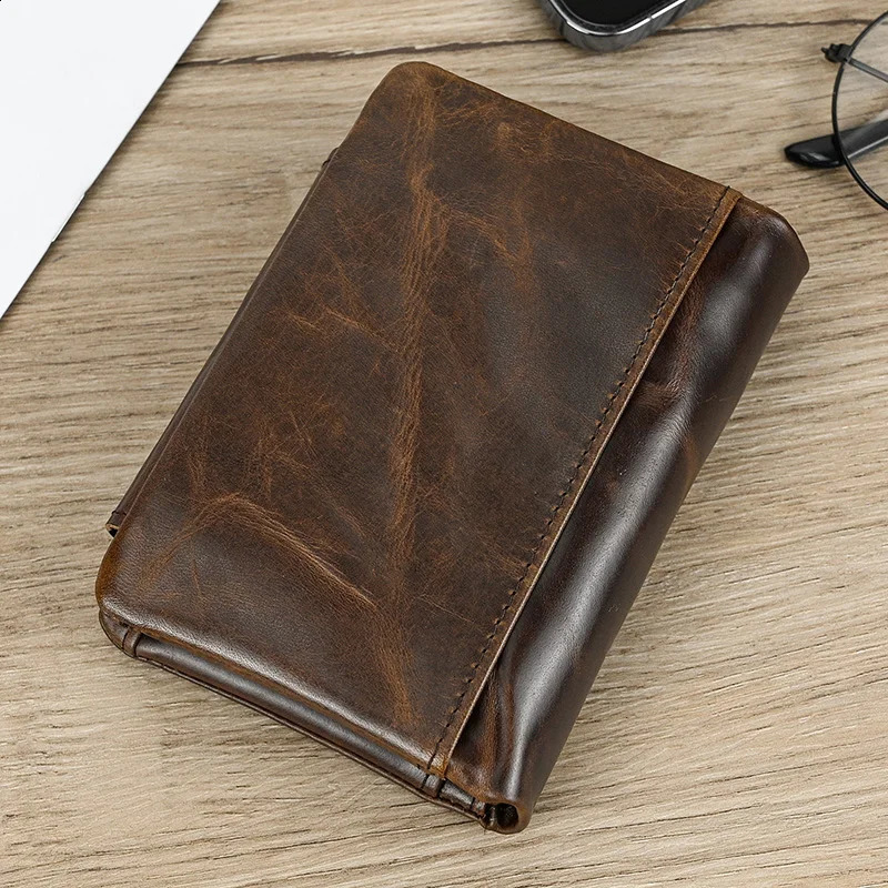 Leather mens short wallet buckle leather neutral zipper coin clutch wallet denim card holder 30% off mens wallet 240907