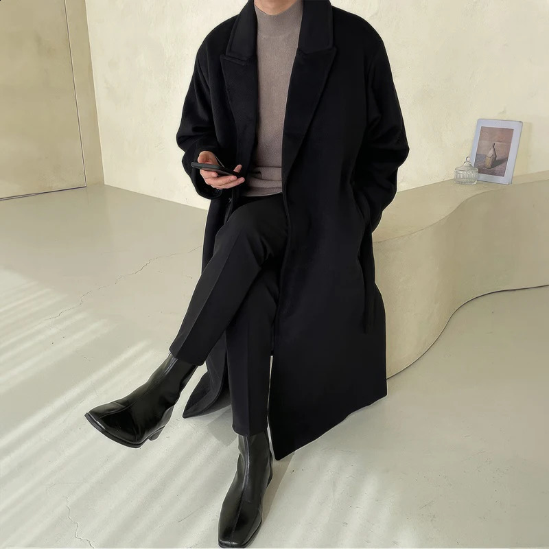 PFHQ Korean Fashion Over Knee Trench Coat Medium Long Loose 2024 Solid Color Casual Male Simple Tops 21Z6031 240904 - view 5