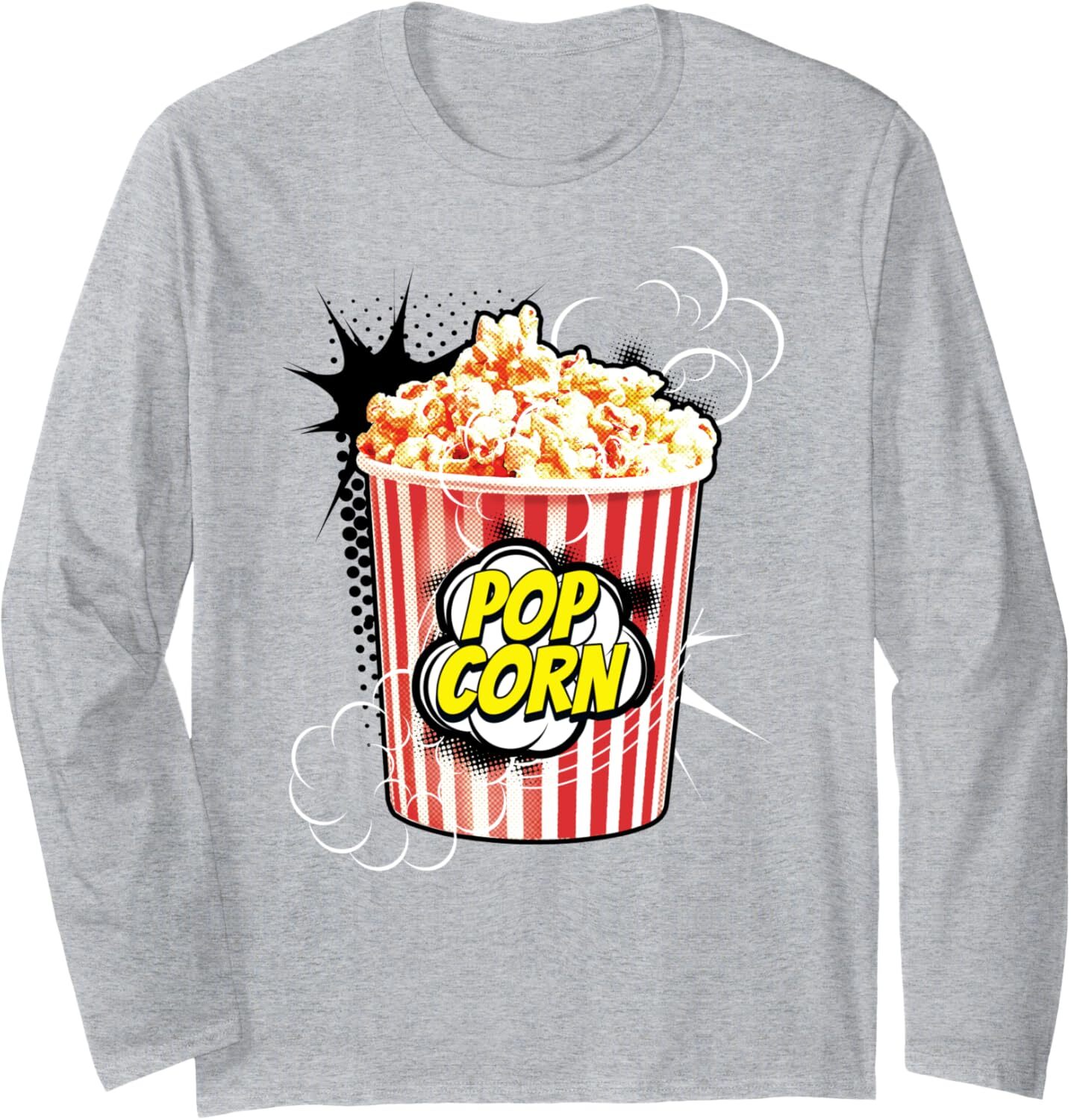 Long Sleeve Shirts for Men sweatshirt Funny Cartoon Pop Corns Box Cinema Popcorn Movies Fans Gift Casual tops clothes