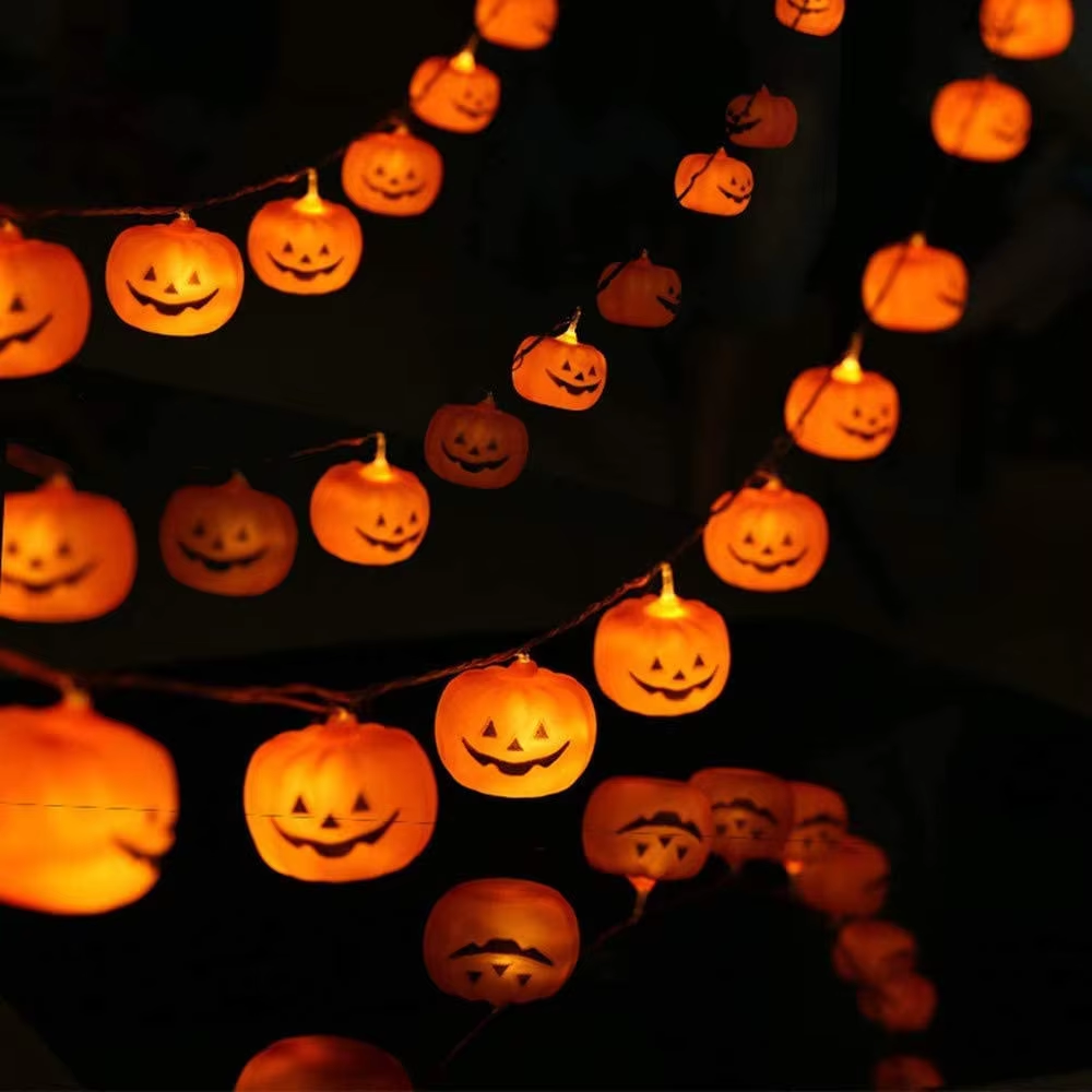 Halloween LED Decorative Light String with Pumpkin Shaped Bat Spider Small Light String Battery USB Power