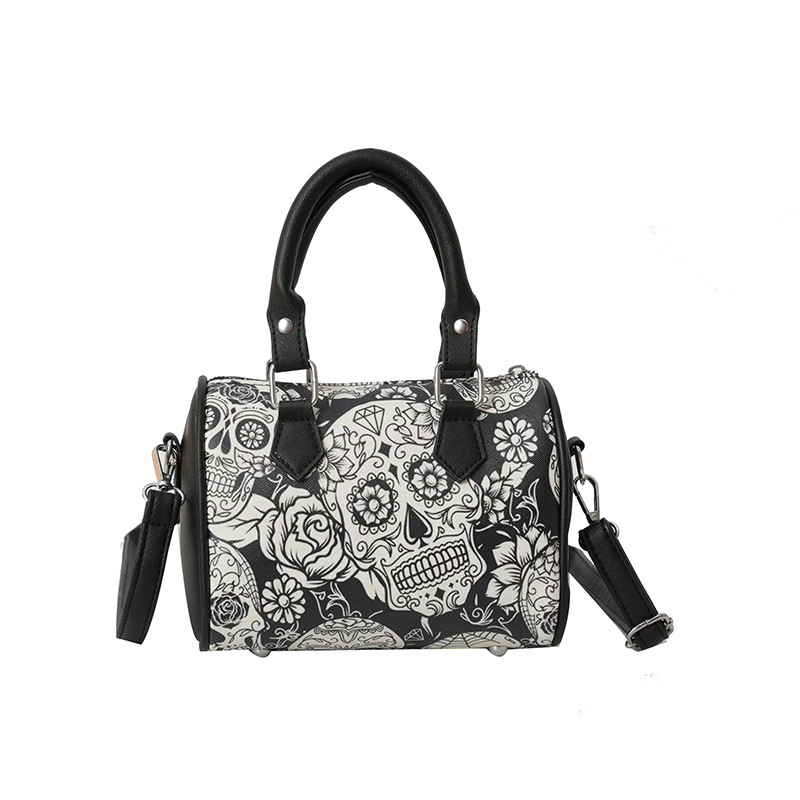 2025 Designer New Boston Women's 3 Niche Skull Print Personality Shoulder Fashion Tote Pillow Bag