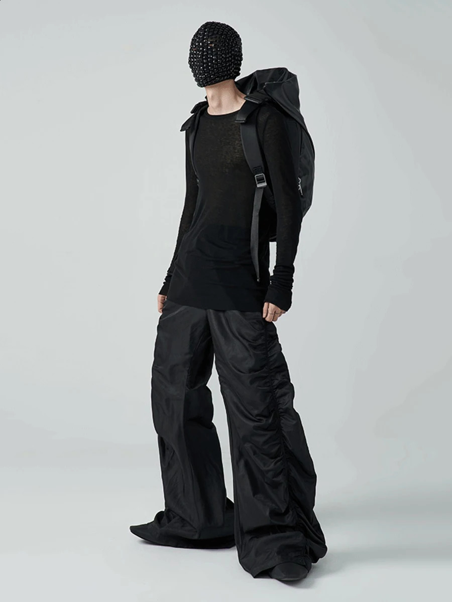 REDDACHiC Hip-hop Mens Ruched Sweatpants Y2k Retro Stacked Wide Leg Elastic Waist Quick-dry Casual Pants Sports Outdoor Clothes 240906