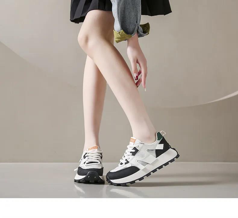 Women's Breathable Heighten Autumn Athleisure Comfortable Lightweight Versatile Running Shoes Triple Black Free shipping size 35-40 Lhshoe