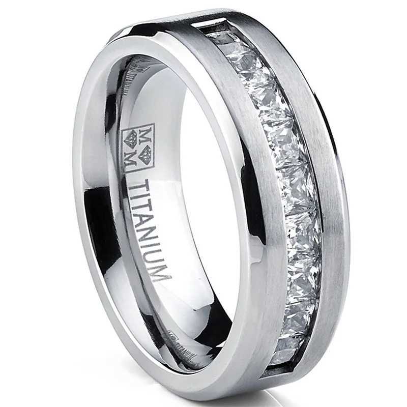 Hot selling silver plated stainless steel ring mens square cubic zirconia ring jewelry accessories wholesale size 7-13XJ250412