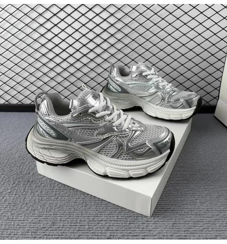 Daddy female ins tide 2025 new spring and summer thick bottom sneakers mesh show feet small sier casual shoes size 35-40