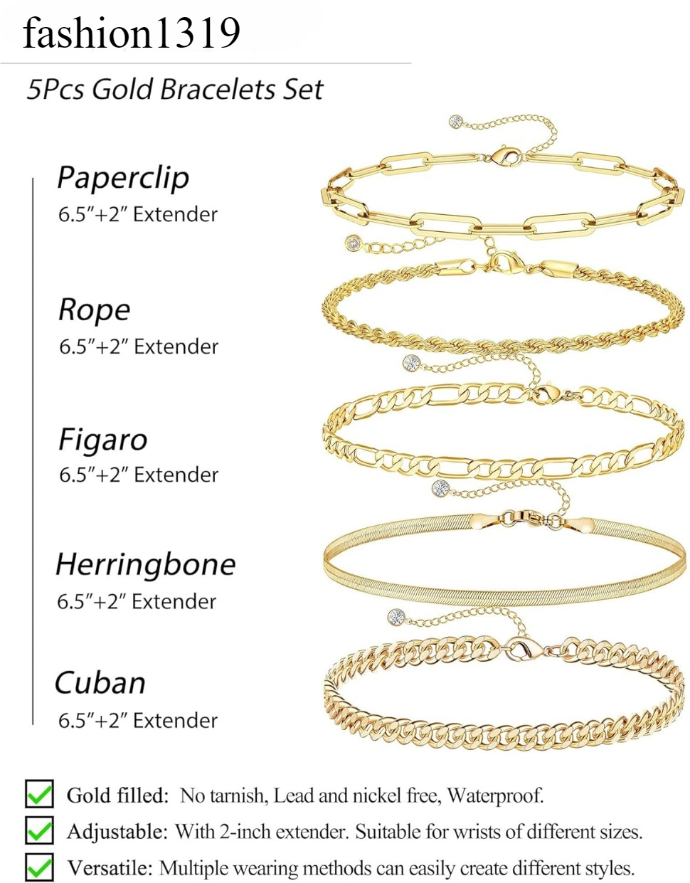 Fashioh Hip Hop Bracelet Gold Bracelets For Women Jewelry Sets For Women Trendy Thin Dainty Stackable Cuban Link Paperclip Chain Bracelet Wom