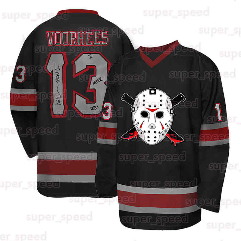 13 Jason Voorhees Ice Hockey Jersey 00 Griswold Men's Friday The 13th Movie Jerseys Halloween Horror Shirt Long sleeves Embroidered Black Christm