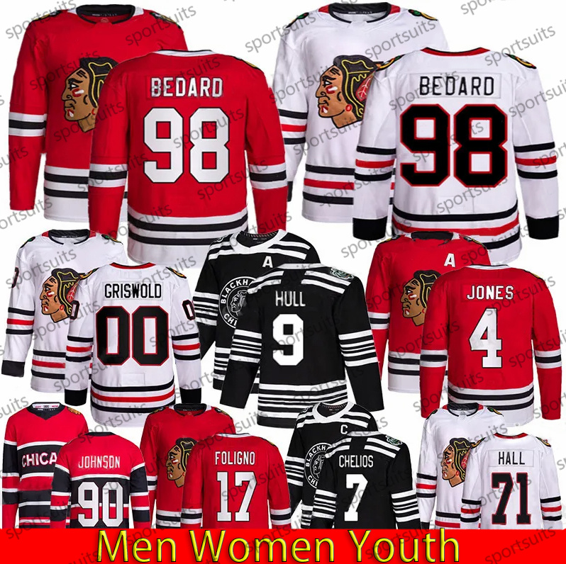 98 Connor Bedard Reverse Retro chicago hockey jersey blackhawks jersey Jonathan Toews Taylor Hall Corey Perry Tyler Johnson Patrick Kane Bobby Orr Griswold