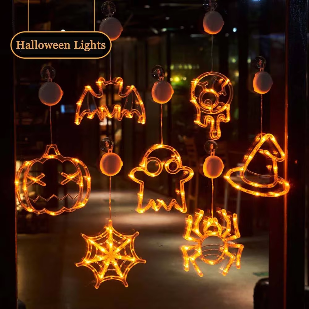 Halloween decorations window lights with suction cups battery operated lights props home bar decorations Halloween string lights