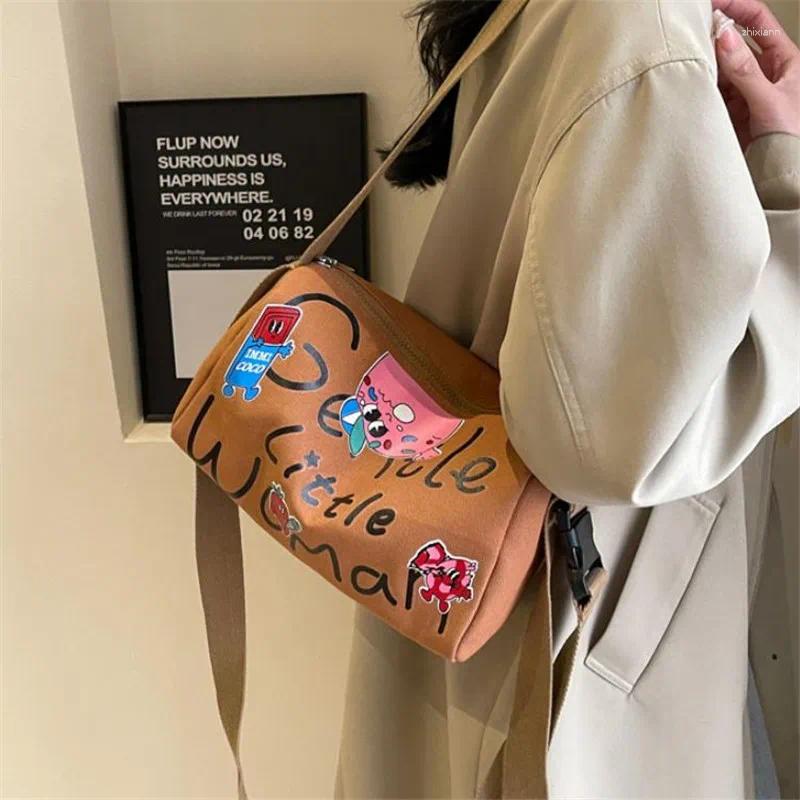 Bag High Beauty Letter Printed Canvas Pillow For Work Travel Single Shoulder Youth Daily Versatile Casual Crossbody Bags zhanyishengli