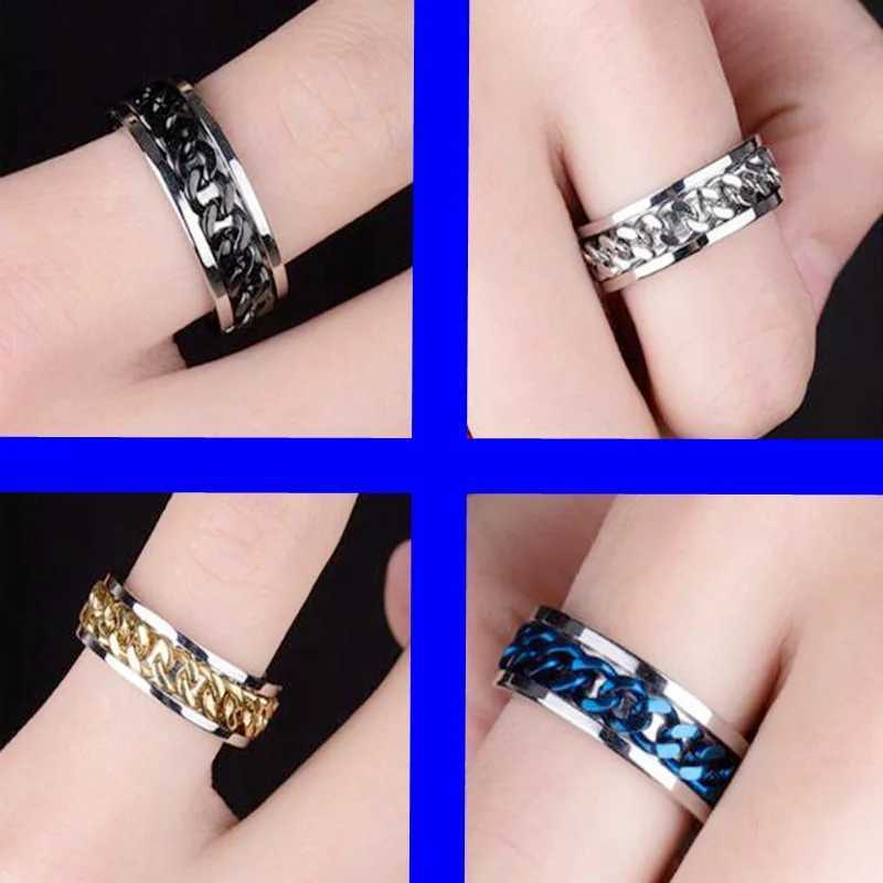 Titanium Steel Rotatable Chain Rings for Men Women Spinner Ring Anti Str Multifunctional Rings Bottle Opener Ring Club GiftXJ241127